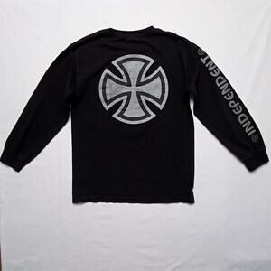 Vintage Independent Long Sleeve Shirt Cross Logo Black Skateboard Small Tee Y2K